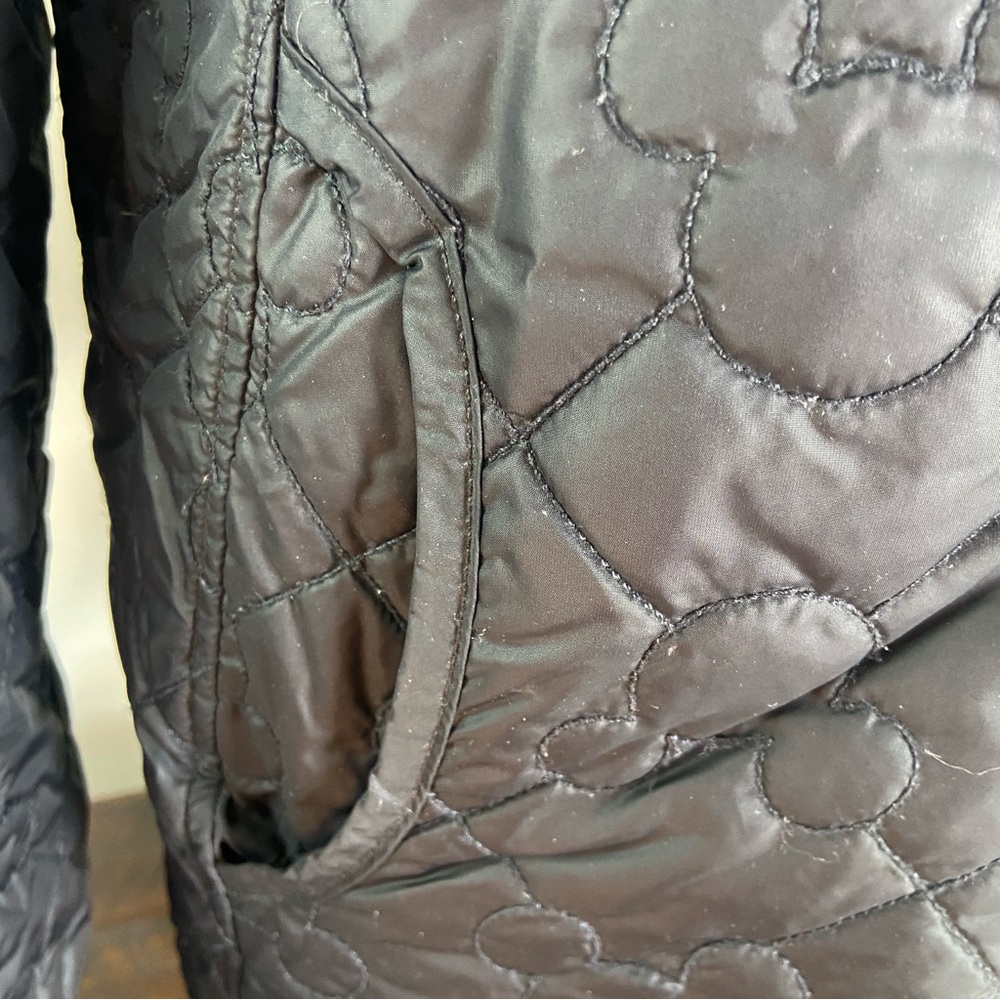 Disney Parks Mickey Mouse Black Quilted Puffer Jacket Hooded Sherpa Lined Large - Picture 8 of 10